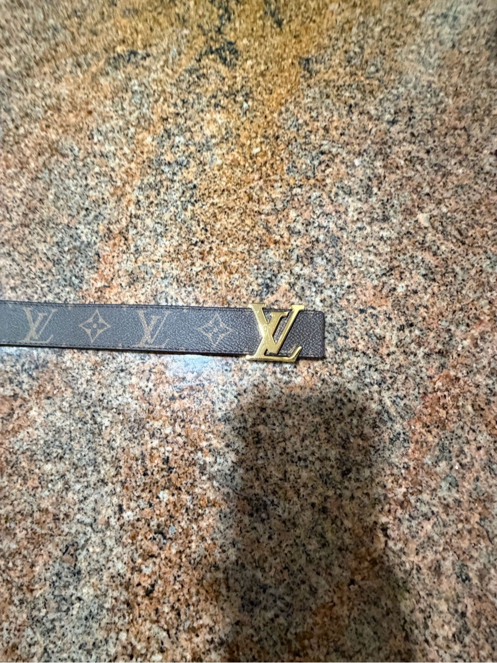Louis Vuitton Monogram Canvas Belt with Gold LV Letter Buckle